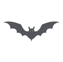 Dark grey bat silhouette with spread wings flying