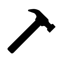 Claw Hammer Silhouette Vector Icon: Repair, Construction, and Carpentry Tool