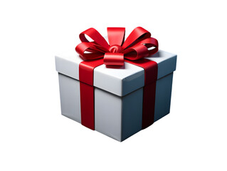 Obraz premium Red gift box with ribbon isolated on white background wrapped present for celebration and holiday