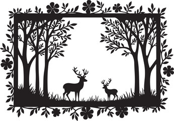 Deer Forest Frame Silhouette Bundle