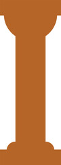 Stylized Brown Graphic Element: Abstract Pillar Shape or Decorative Letter I on White Background