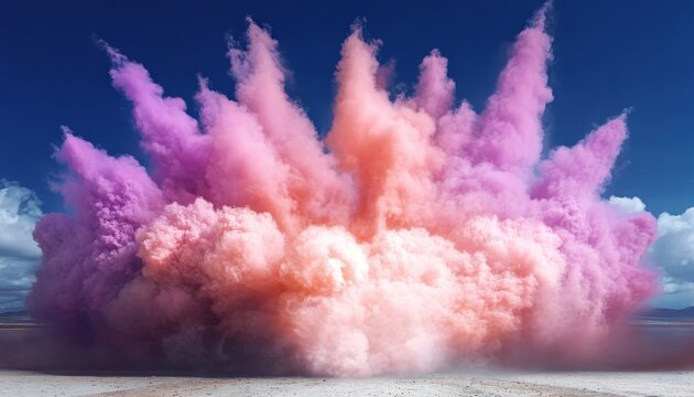 Vibrant Explosion of Colorful Pastel Tinted Powdery Pigmentation Filling the Scenic Landscape - Powered by Adobe