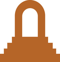 Fototapeta premium Minimalist Brown Archway with Steps Silhouette Icon
