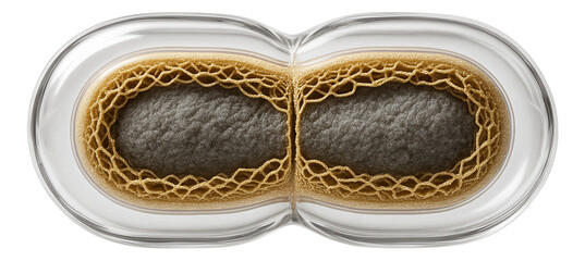 Bacterial cell wall showing peptidoglycan layer splitting during division