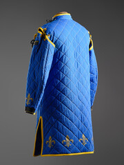 Historical fashion. Medieval knight cloth. Padded jacket gambeson.