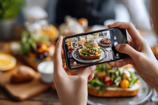 Capturing a vibrant dish at a cozy eatery during brunch with friends