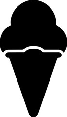 Ice Cream Cone Icon Simple Black Silhouette