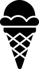 Ice Cream Cone Icon Simple Black Silhouette