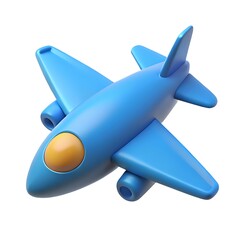 Naklejka premium Isolated Blue Toy Airplane with Yellow Cockpit Window, 3D Rendered Illustration on White Background 