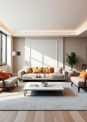 Fototapeta premium Empty top white top table in living room for product display montage Empty room interior design architecture blank design room