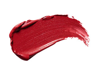 lipstick smear, red cosmetic swatch on white background