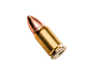 ammunition, pistol bullet isolated on white background