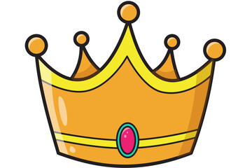 Cartoon Golden Crown with Gem Illustration