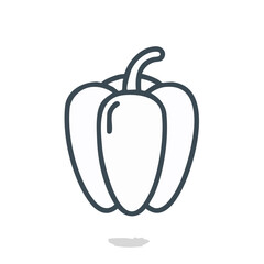 Isolated bell pepper icon. Vegetable illustration featuring outlines on a clean black background. Food concept for design purposes.