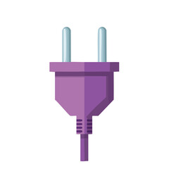 Purple Electrical Plug Illustration Isolated on Black Connecting to Power Source Technology Equipment Connector