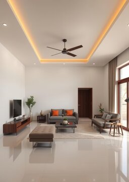 Modern indian living room Empty room interior design architecture blank design room