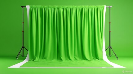 Professional Indoor Photo Booth Setup with Green Screen Backdrop