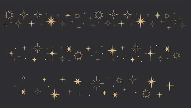 Stylized dividers and ornaments inspired by occult and mystic themes. Golden celestial elements for high-end magical aesthetics.