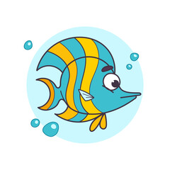 Coloring Book Angelfish With Aquatic Plants