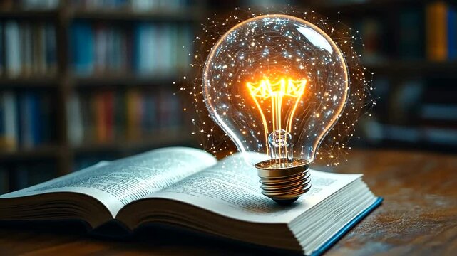 Creative Light Bulb and Open Book Animation Revealing the Power of Knowledge