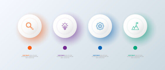 Modern infographic with 4 color circle options design.