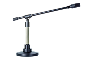 Desktop microphone on an adjustable boom arm stand for podcasting isolated with transparent background