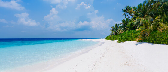 Vacation summer holidays background wallpaper - sunny tropical Caribbean paradise beach with white...