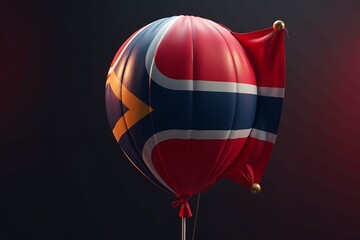 Stylized Balloon Merging South African and Norwegian Flag Elements in Dark Background                                                                 