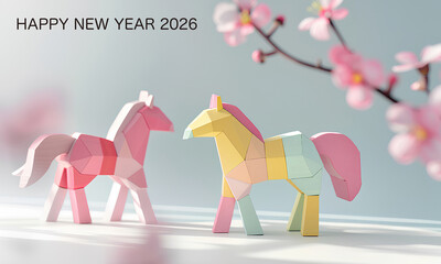 2026 年賀状素材（午年・干支・年賀状）ヨコ-1