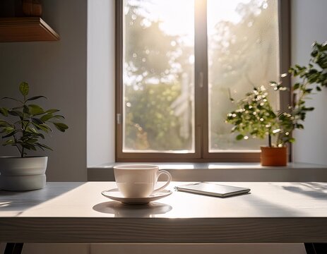 Modern office desk with laptop