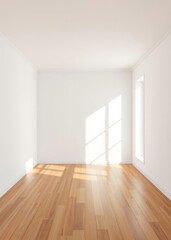 Obraz premium A digital illustration showing a room devoid of furniture featuring a wooden floor and a clean white wall Empty room interior design architecture blank design room