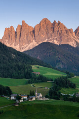 Peaceful Alpine Scene with Santa Maddalena and Italian Dolomites