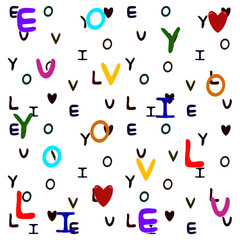 Colorful Love Layers, A vibrant digital artwork featuring the phrase “I LOVE YOU” layered in bold, colorful letters.