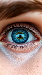 Intense Blue Eye in Close-up Detail