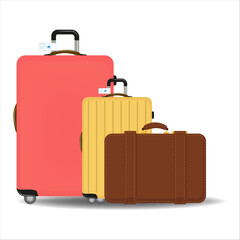 Set of isolated vector suitcases. Vector drawings for coloring. Vector illustration of a suitcase on a white background.