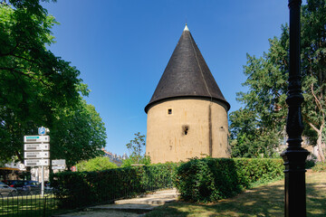 Tour camoufle in metz, old medieval tower near avenue foch, moselle, lorraine, france