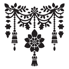 Silhouette vector of hanging floral festoon used in Indian festival decor