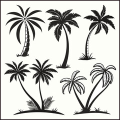 Fototapeta premium Silhouettes palm tree illustration