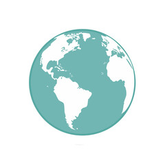 Fototapeta premium Earth globe illustration shows continents, in white and light blue against a black background. World environment or climate concept