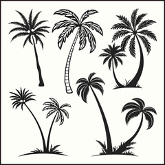 Silhouettes palm tree illustration