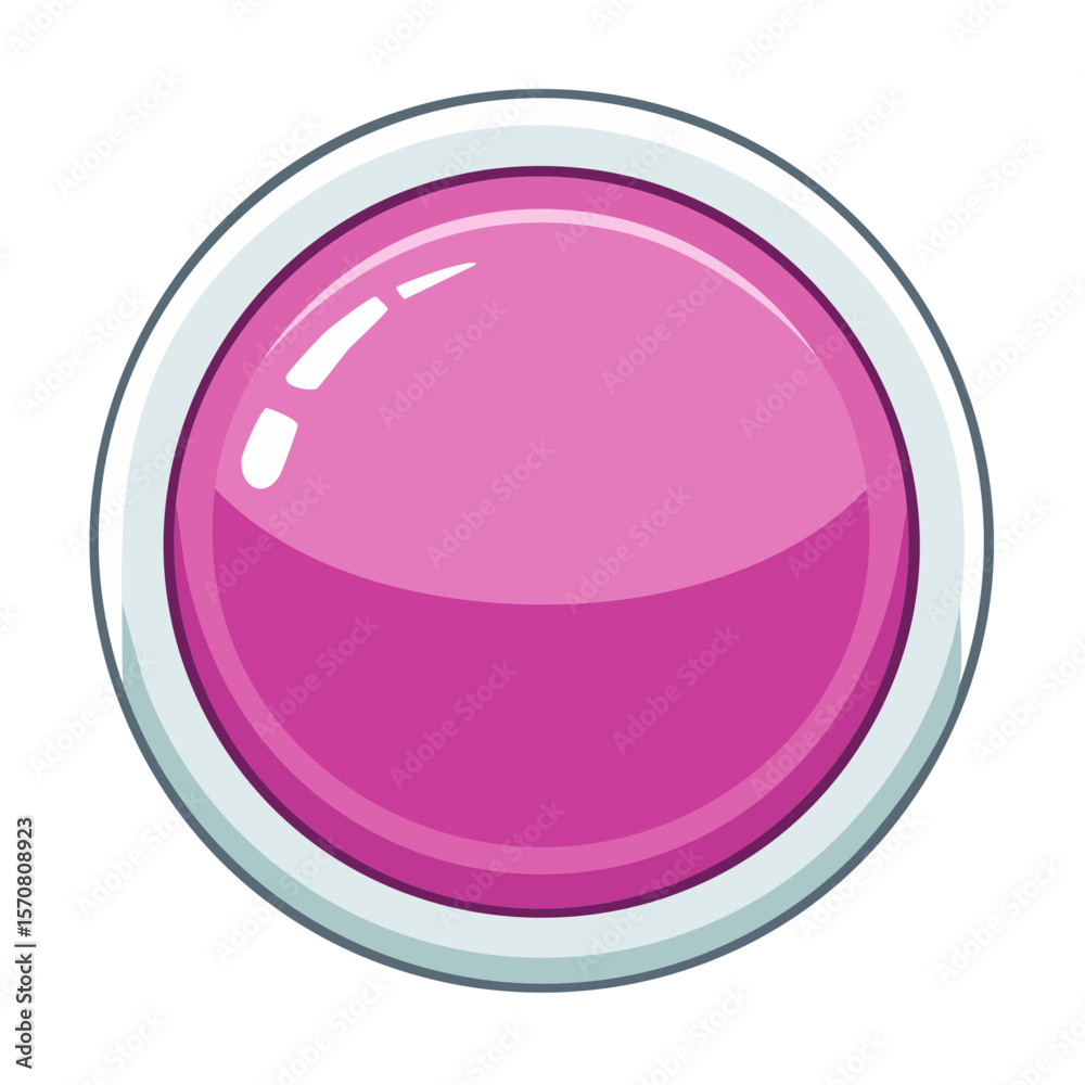 Fototapete bright pink button icon with border for web design user interface and infographic projects. shiny gl