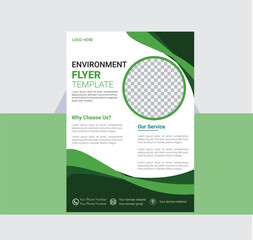 Modern vector eco business flyer magazine cover template. Modern green leaf, environment design.