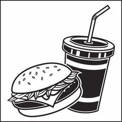 Collection of various food elements in chalk style