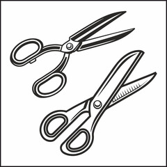 Scissors cutting dotted circle square rectangle