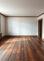 Vintage design and blank modern room aesthetics creates timeless ambiance weathered empty wooden floor with rich brown hues and worn textures exudes sense of history and character Empty room interio