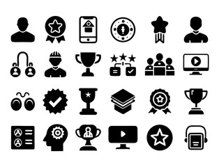 Education Achievement & Badge Icons, Trophy, Star, Profile, Certificate Vector, Gamified Learning...