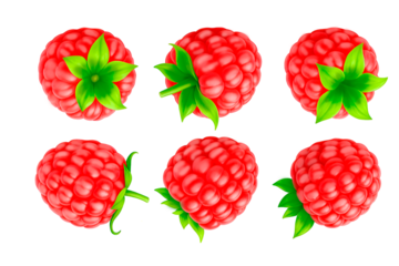 set of fresh strawberries isolated on transparent background