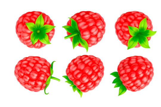 set of fresh strawberries isolated on transparent background