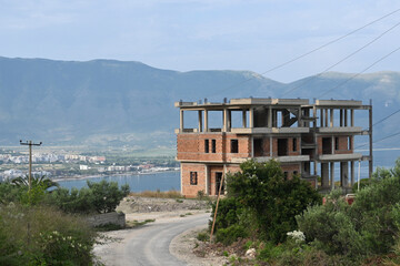 Construction in Albania. Construction of houses and hotels on the Albanian Riviera