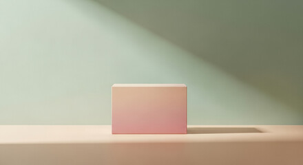Pink cube on a beige surface against a light gray wall with natural shadows, showing practical layout for designers who need a neutral background and clear product visibility